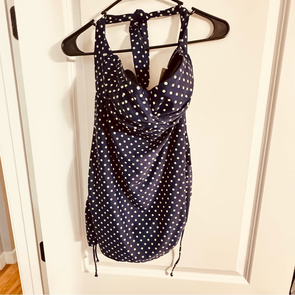 Navy Polka Dot Halter Swim suit